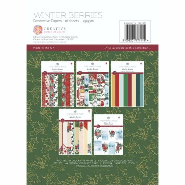 The Paper Tree - Designpapier "Winter Berries" Paper Pack A4 - 16 Bogen