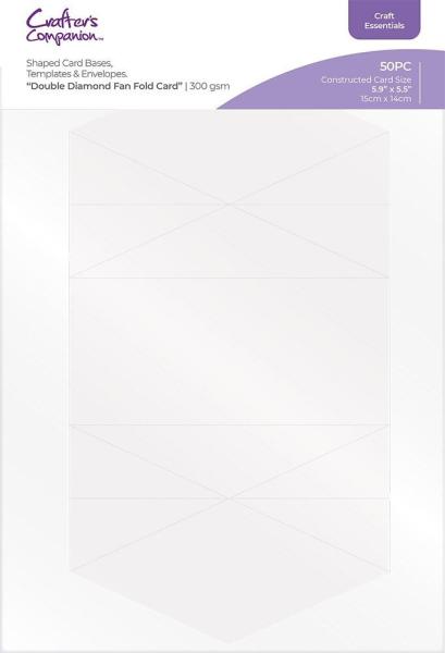 Crafters Companion - vorgestanzte Kartenrohlinge "Double Diamond Fan Fold Card" Die-Cut Card Bases & Envelopes