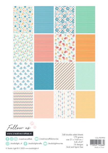 Creative Craft Lab - Studio Light - Designpapier "Sea You" Paper Pack A5 - 24 Bogen