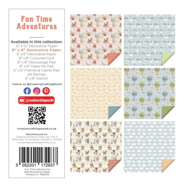 The Paper Boutique - Designpapier "Fun Time Adventures" Decorative Paper 8x8 Inch - 36 Bogen