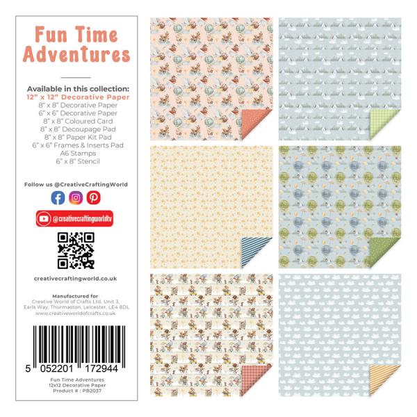 The Paper Boutique - Designpapier "Fun Time Adventures" Decorative Paper 12x12 Inch 18 Bogen