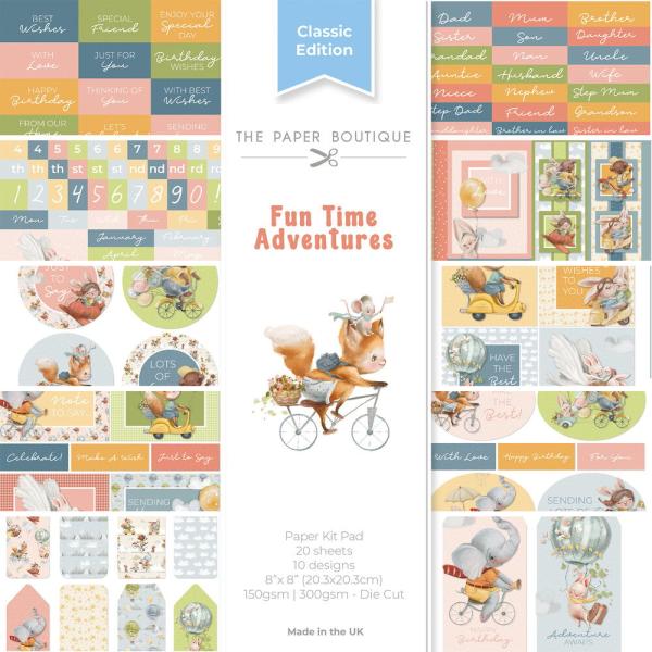 The Paper Boutique - Designpapier "Fun Time Adventures" Paper Kit 8x8 Inch - 20 Bogen