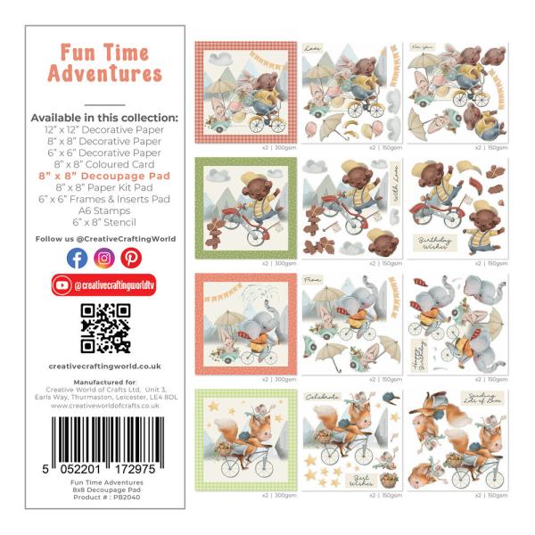 The Paper Boutique - Designpapier "Fun Time Adventures" Decorative Paper 8x8 Inch - 24 Bogen