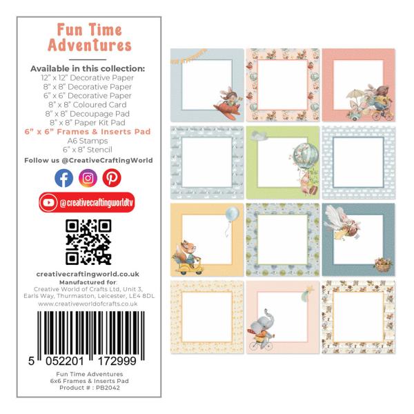 The Paper Boutique - Rahmen & Einlegeblock "Fun Time Adventures" Frames & Insert Pad 6x6 Inch - 24 Bogen