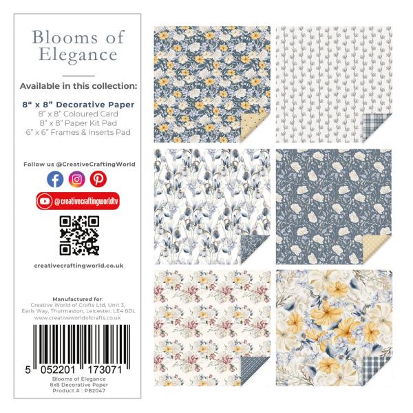 The Paper Boutique - Designpapier "Blooms of Elegance" Decorative Paper 8x8 Inch - 24 Bogen