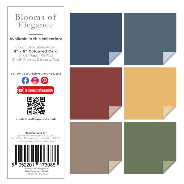 The Paper Boutique - Cardstock "Blooms of Elegance " Coloured Paper 8x8 Inch - 24 Bogen
