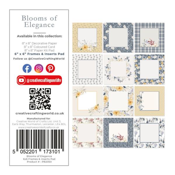 The Paper Boutique - Rahmen & Einlegeblock "Blooms of Elegance" Frames & Insert Pad 6x6 Inch - 24 Bogen