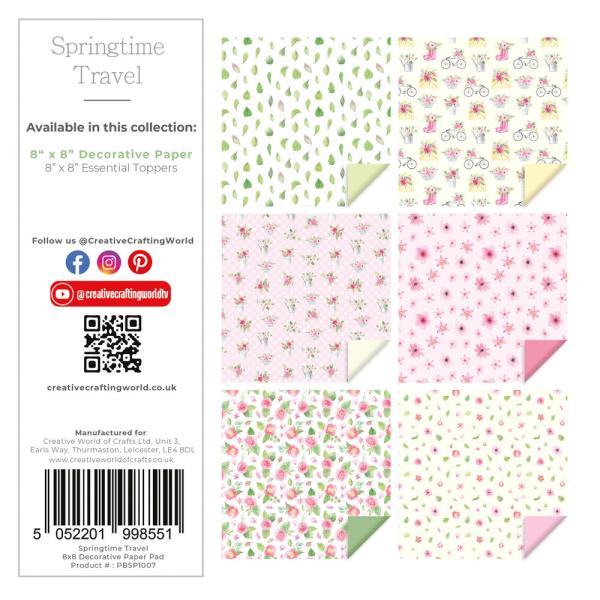 The Paper Boutique - Designpapier "Springtime Travel" Decorative Paper 8x8 Inch - 36 Bogen