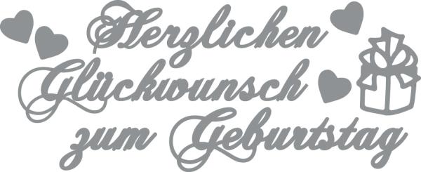 Klebeschrift "Herzlichen Glückwunsch Geburtstag" silber glänzend 6 Stück