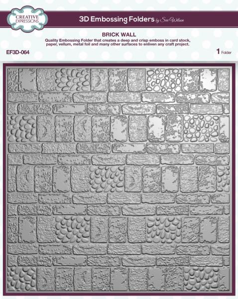 Creative Expressions - 3D Embossingfolder 8x8 "Brick Wall" Prägefolder Design by Sue Wilson