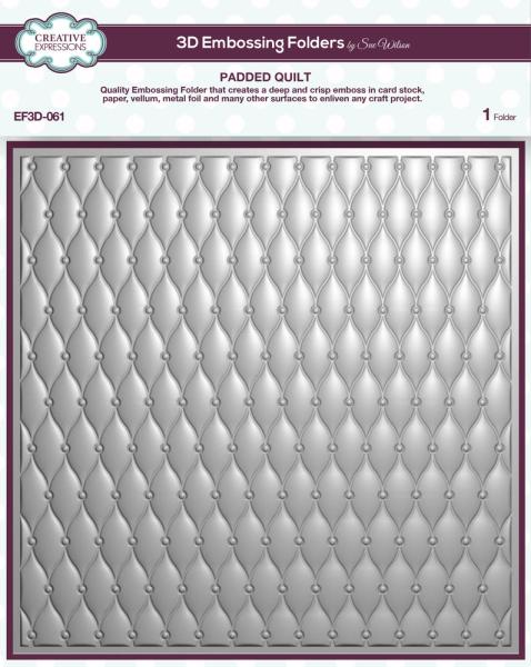 Creative Expressions - 3D Embossingfolder 8x8 Inch "Padded Quilt" Prägefolder Design by Sue Wilson