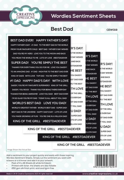 Creative Expressions - Embellishment "Best Dad" Wordies Sentiment Sheets 6x8 Inch