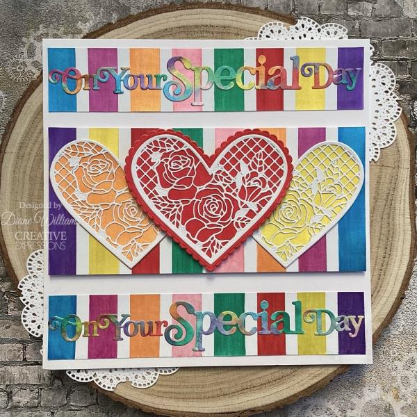 Creative Expressions - Stanzschablone "Shadowed Sentiments On Your Special Day" Craft Dies Design by Sue Wilson