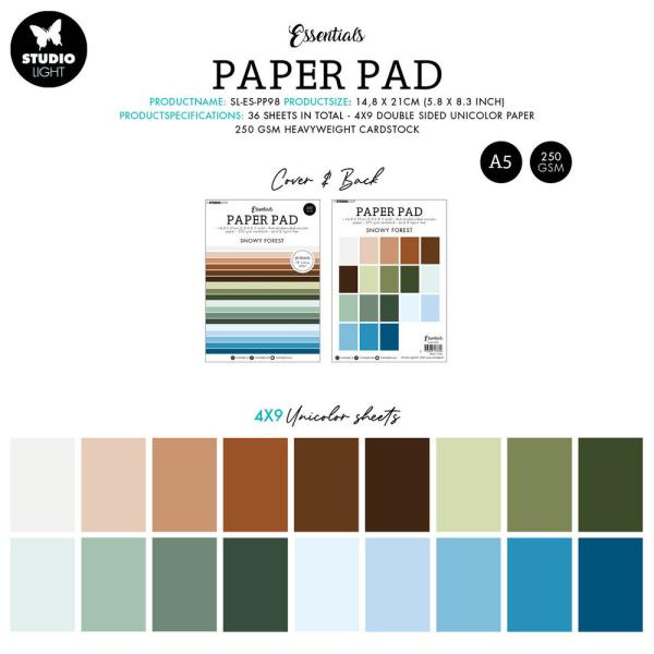 Studio Light - Cardstock "Snowy Forest" Paper Pad A5 - 36 Bogen 