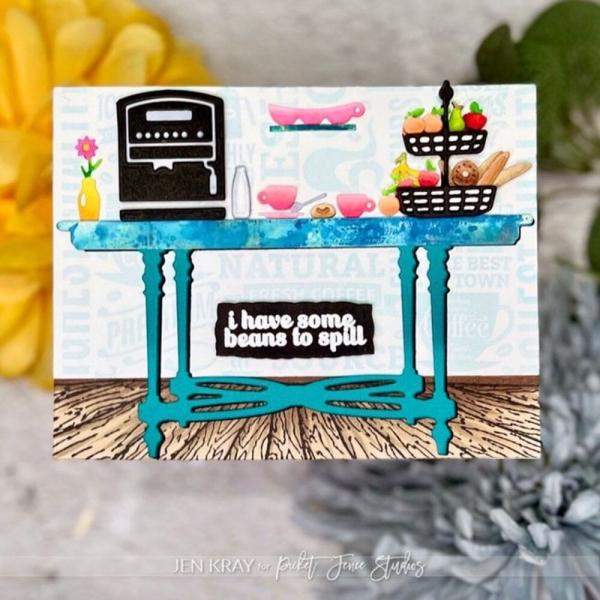 Picket Fence Studios - Stanzschablone "Espresso Bar Table" Dies 4x6 Inch