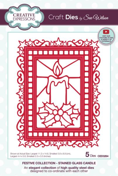 Creative Expressions - Stanzschablone "Stained Glass Candle" Craft Dies Design by Sue Wilson