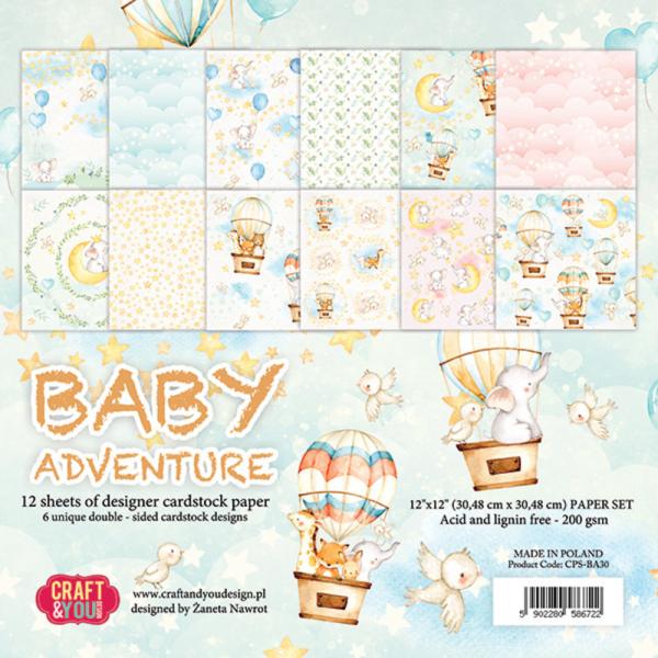 Craft & You Design - Designpapier "Baby Adventure" Paper Pad 12x12 Inch - 12 Bogen