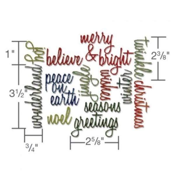 Sizzix - Stanzschablone "Holiday Words: Script" Thinlits Craft Dies by Tim Holtz