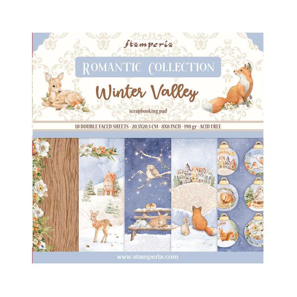 Stamperia - Designpapier "Winter Valley" Paper Pack 8x8 Inch - 10 Bogen