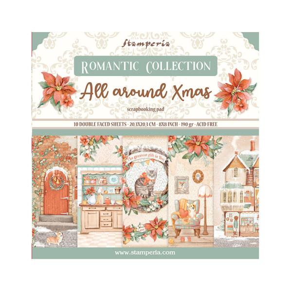 Stamperia - Designpapier "All Around Christmas" Paper Pack 8x8 Inch - 10 Bogen