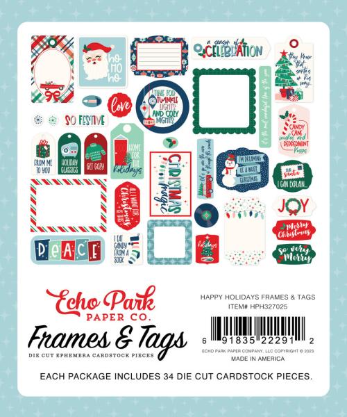 Echo Park - Stanzteile & Anhänger "Happy Holidays" Frames & Tags 