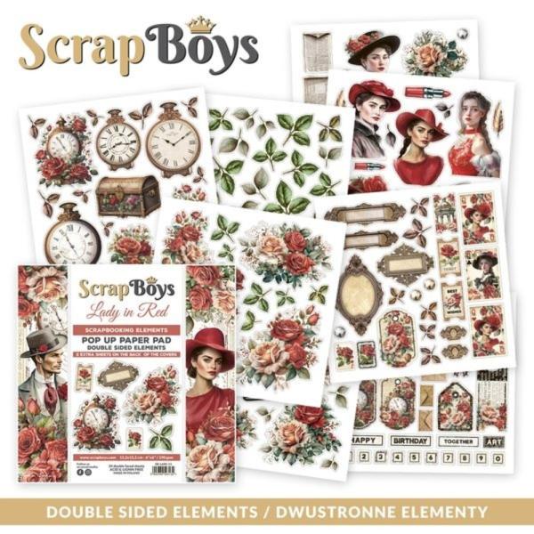 ScrapBoys - Stanzteile "Lady in Red" Pop Up Paper Pack 6x6 Inch - 24 Bogen