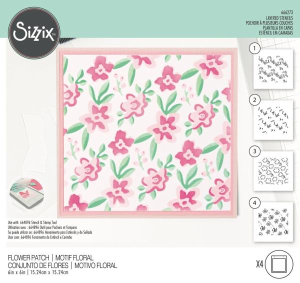 Sizzix - Schablone "Flower Patch" Layered Stencil Design by Alexis Trimble