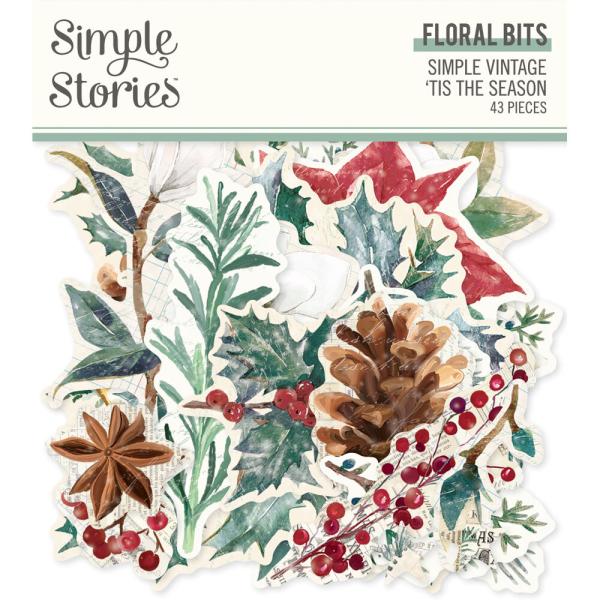 Simple Stories - Stanzteile "Vintage 'Tis The Season Floral" Bits & Pieces 