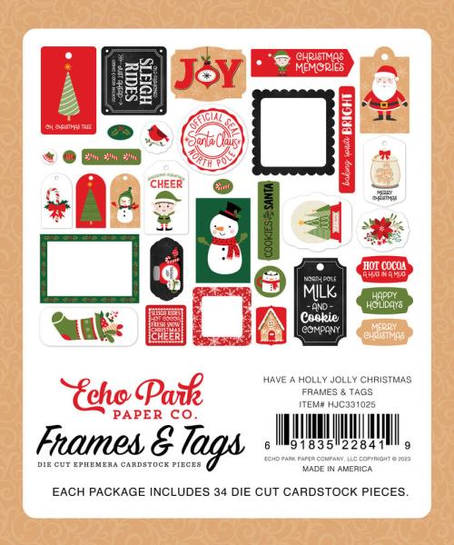 Echo Park - Stanzteile & Anhänger "Have A Holly Jolly Christmas" Frames & Tags 