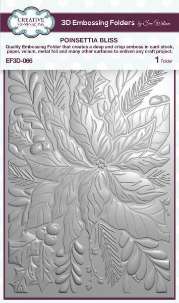 Creative Expressions - 3D Embossingfolder 5x7 Inch "Poinsettia Bliss" Prägefolder Design by Sue Wilson