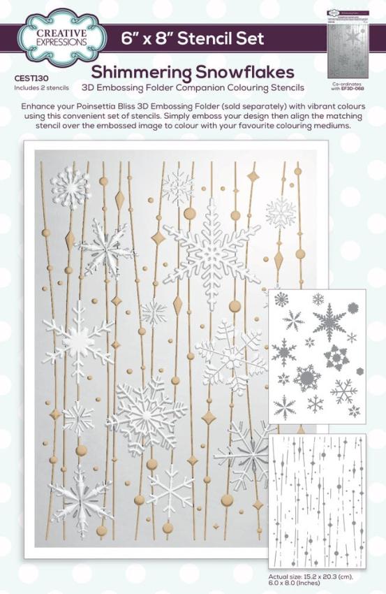 Creative Expressions - Schablone "Shimmering Snowflakes" Stencil 6x8 Inch