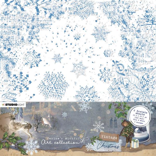 Studio Light - Pergamentpapier "White & Blue" Vellum 8x8 Inch ( 20,3x20,3 cm ) - 6 Bogen