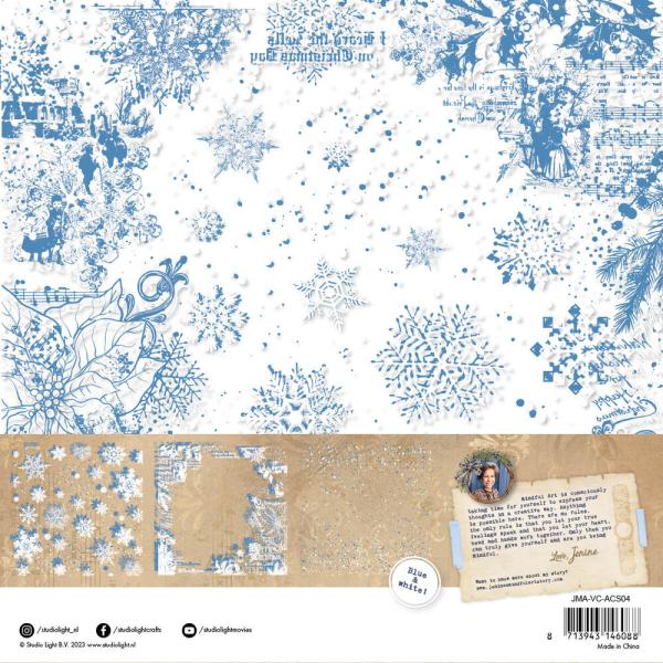 Studio Light - Pergamentpapier "White & Blue" Vellum 8x8 Inch ( 20,3x20,3 cm ) - 6 Bogen