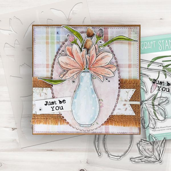 Polkadoodles - Stempelset "Mixed Flowers Lily Vase" Clear Stamps