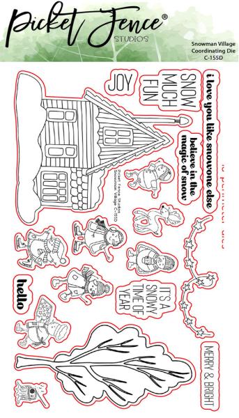 Picket Fence Studios - Stanzschablone "Snowman Village" Dies 