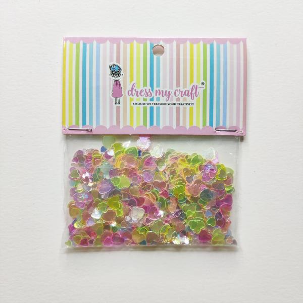 Dress My Craft - Pailetten - Streuteile "Rainbow Heart" Sequins Mix 8g