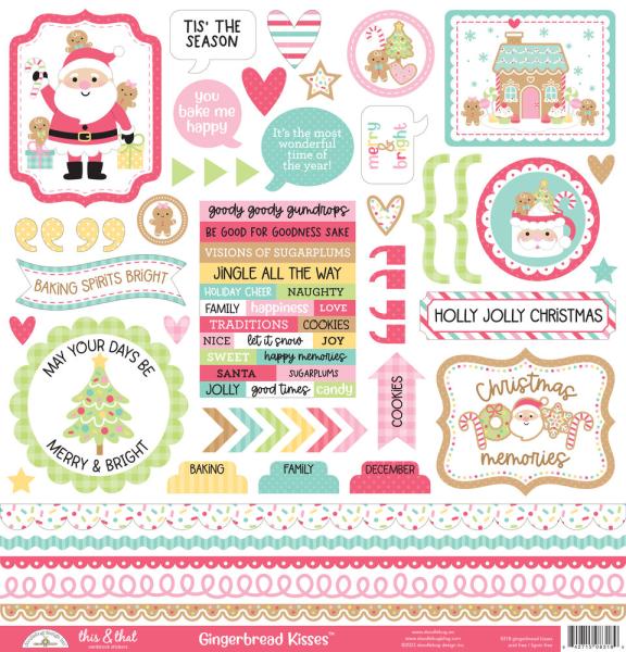 Doodlebug Design - Aufkleber "Gingerbread Kisses" Sticker This & That