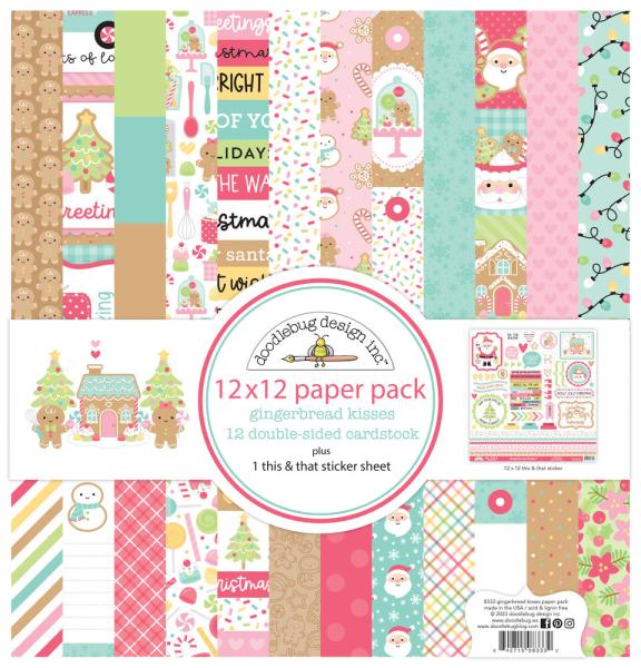 Doodlebug Design - Designpapier "Gingerbread Kisses" Paper Pack 12x12 Inch - 12 Bogen