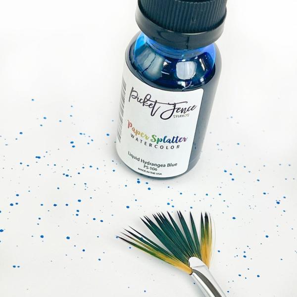 Picket Fence Studios - Flüssige Aquarellfarbe "Hydrangea Blue" Paper Splatter Watercolor Liquid 0,5oz