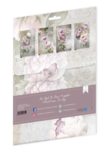 Paper For you - Decoupage Papier "You La Vie En Fleurs Peonies" Rice Paper Kit - 4 Bogen
