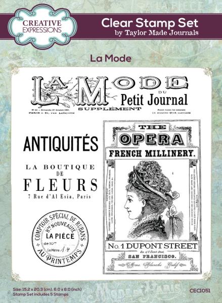 Creative Expressions - Stempelset "La Mode" Clear Stamps 6x8 Inch Design by Taylor Made Journals
