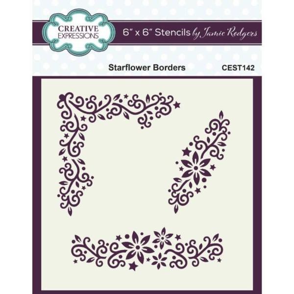Creative Expressions - Schablone "Starflower Borders" Stencil 6x6 Inch Design by Jamie Rodgers