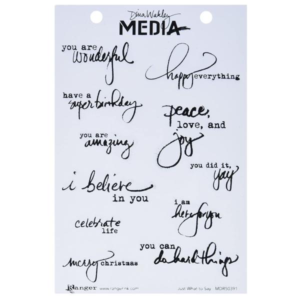 Ranger - Stempelset by Dina Wakley "Just what to say" Media Cling Stamp 