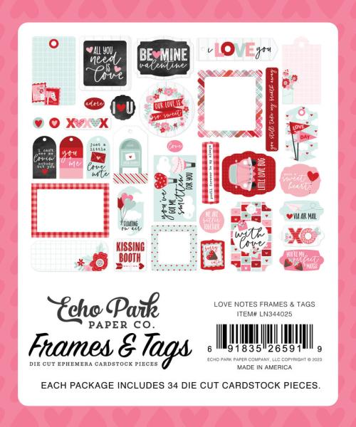 Echo Park - Stanzteile & Anhänger "Love Notes" Frames & Tags 
