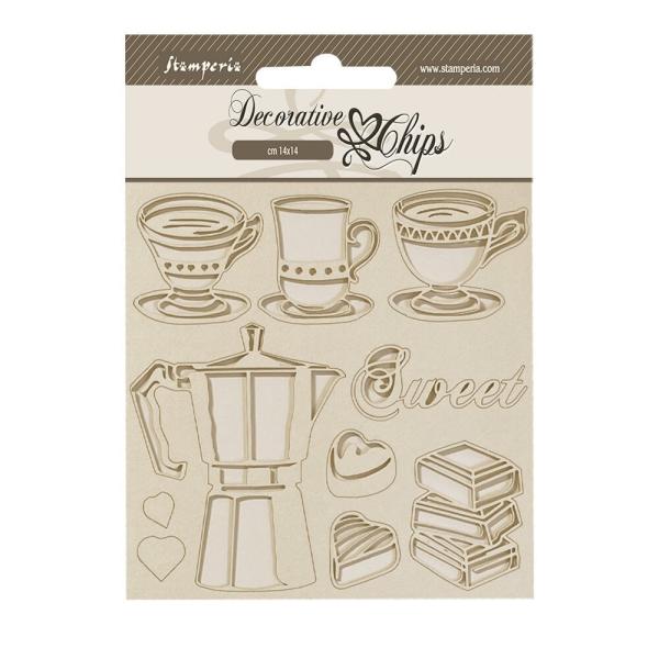 Stamperia - Holzteile 14x14 cm "Moka" Decorative Chips