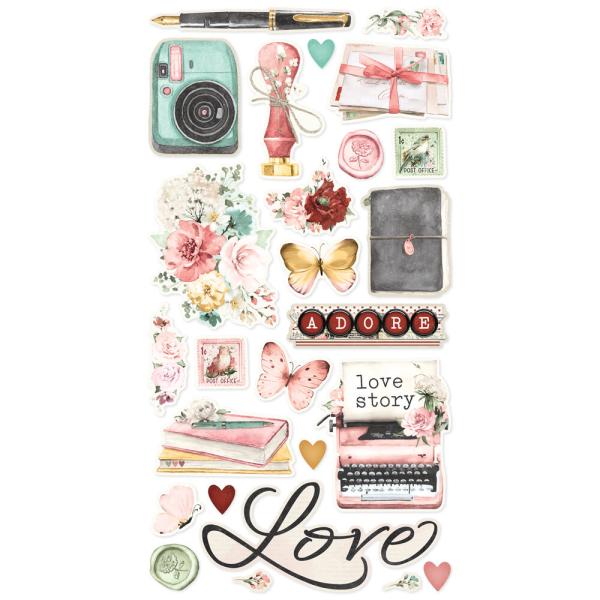 Simple Stories - Aufkleber "Simple Vintage Love Story" Chipboard Sticker 