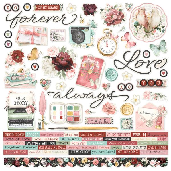 Simple Stories - Collectors Essential Kit "Vintage Love Story" 12 Bogen Designpapier