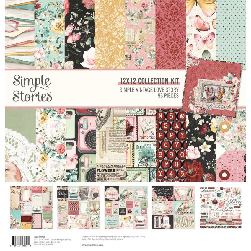 Simple Stories - Collectors Essential Kit "Vintage Love Story" 12 Bogen Designpapier