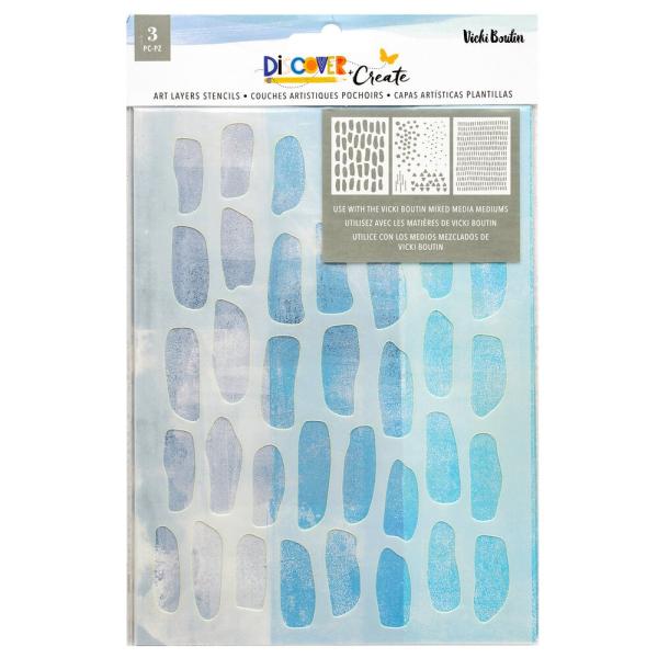 American Crafts - Schablone 6x9,12 Inch "Discover + Create Stencil Art Layers" Stencil