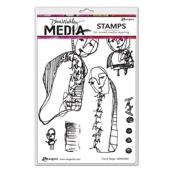 Ranger - Stempelset by Dina Wakley "Funny peeps" Media Cling Stamp 